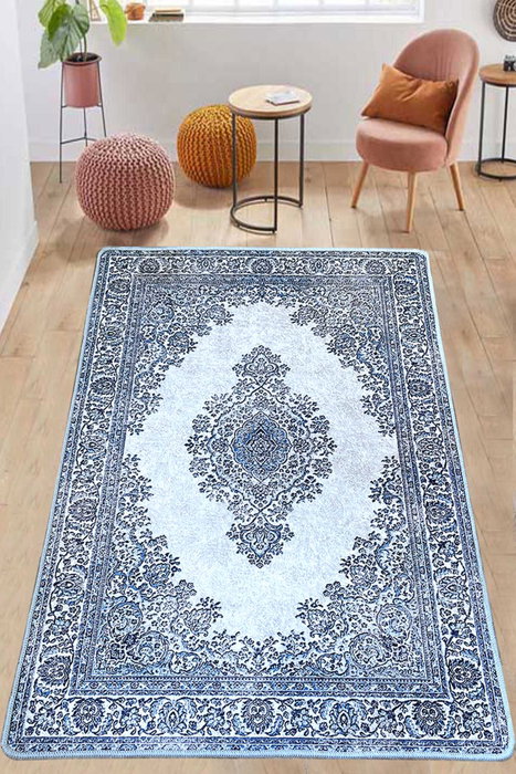 Conceptum Ontario Alfombra de Pasillo Azul 80 x 100 cm